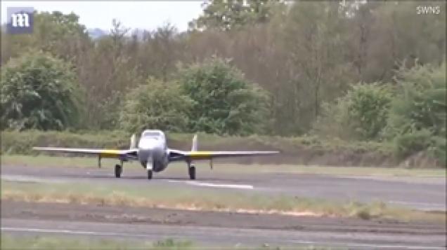 WW2 fighter jet DESTROYS tarmac runway with powerful engine