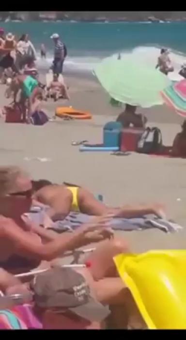 Girl Touches Herself At The Beach!