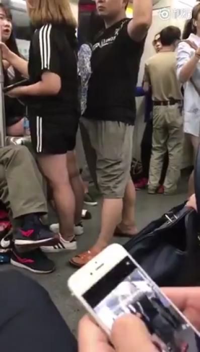 Man with erect penis pokes woman in butt on subway