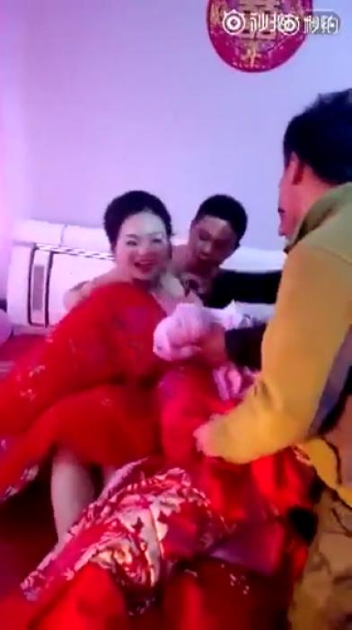 Chinese Bride Gets Her Ass Checked By Guests