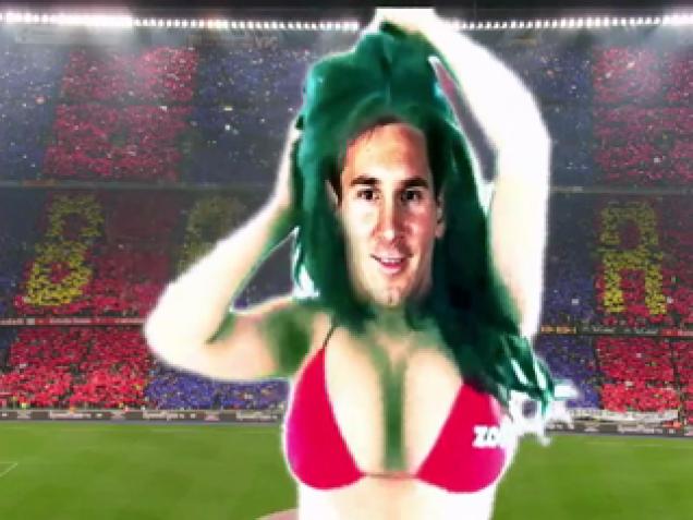 Sexy Messi girl show her boobs in barcelona stadium