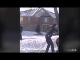 TEEN GIRL VS COP FIST FIGHT IN SNOW!