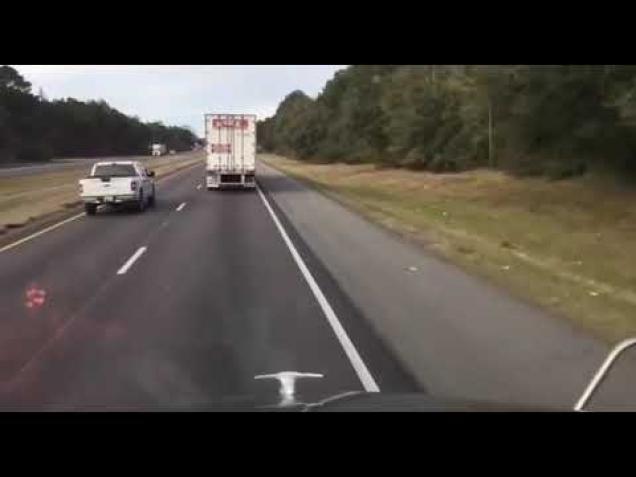 18 wheeler running cars off the road and then blocks l-10 for 4 hours