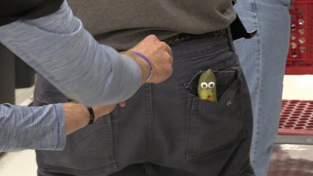 Dude Pranks Shoppers by Putting Pickles into Pockets