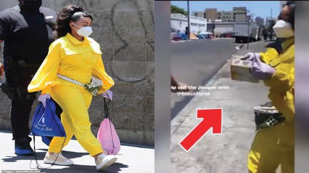 Blac Chyna dresses in $5,500 Louis Vuitton accessories while in Skid Row