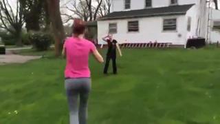 Girl gets hit with shovel during fight. Full Video