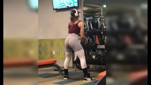 Girl Pushes it too Hard at the Gym