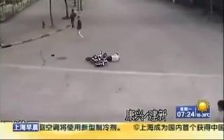 Girl on Scooter Knocked out Cold by Dog