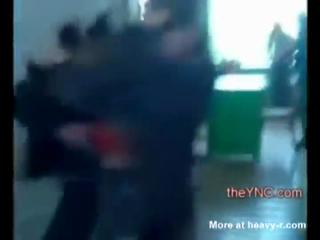 bigger girl bullies smaller boy and she gets KOed!