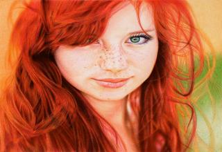 Redheaded girl took 30 hours to complete using 6 colored and 1 black BIC pen by attorney Samuel Silva.