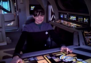 Late Director Jenny Shepard, Special Agent Jethro Gibbs and Abby Sciuto in Star Trek uniforms