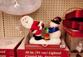 Awkward and really inappropriate Christmas decorations.
