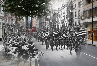 Peter Macdiarmid digitally altered images from the first World War against images from 2014...