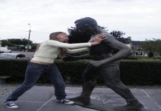 Random pics of people goofing around with statues