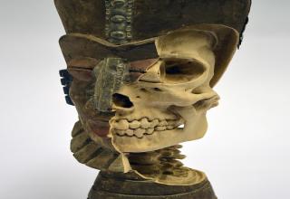 Artist Maskull Lasserre carves imagined skeletons into souvenir sculptures and decoy...