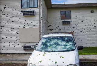 Hail the size of a tennis ball fell in the town of Blair, Nebraska and the damage it caused was quite remarkable.