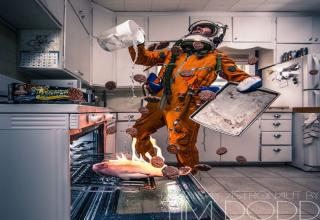A few months ago, photographer Tim Dodd bought a Russian spacesuit in an online auction. Depressed that he couldn't take his prize into actual space, he created a fun photo series of an astronaut exploring the daily struggles of Earth life