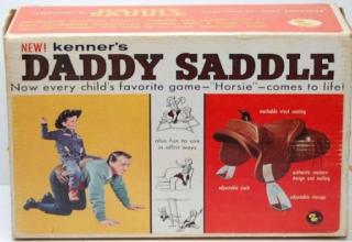 Times were so simple and laid back. It was okay for boys to play with guns and girls to play in a pink kitchen, slinky dog was a thing and so was Shirley Temple. But The Daddy Saddle might have pushed that innocence card a littttle too hard. Who were they kidding?