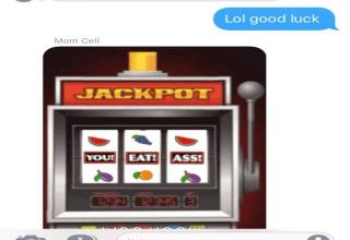 Little did she know the random slot machine gif she used was a little inappropriate for the family group text
