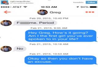 Screen grabs from Tinder showing the hilarious way of getting the cold shoulder.