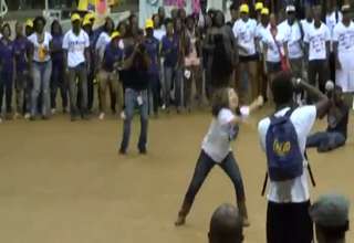 White girl wont be upstaged at an all black university event