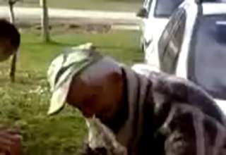 Old man drinks breathalyzer