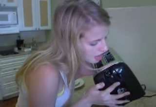 Woman licks everything!