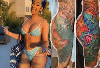 Cardi B fired back at body shamers for criticizing her Weight gain Plus  Peacock Tattoo Makeover - Wtf Video